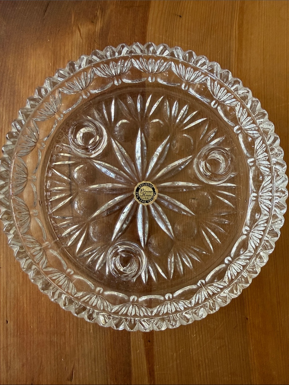 Vintage Princess House three-hole tapered round crystal candle